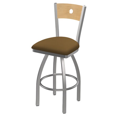 Holland Bar Stool Co 25" Swivel Counter Stool, SS Finish, Nat Back, Canter Saddle Seat 83025SSNatMplB012